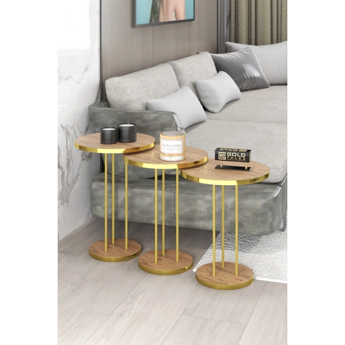 ORTA SEHPA VE ZİGON SEHPA TERRA SET GOLD CEVİZ