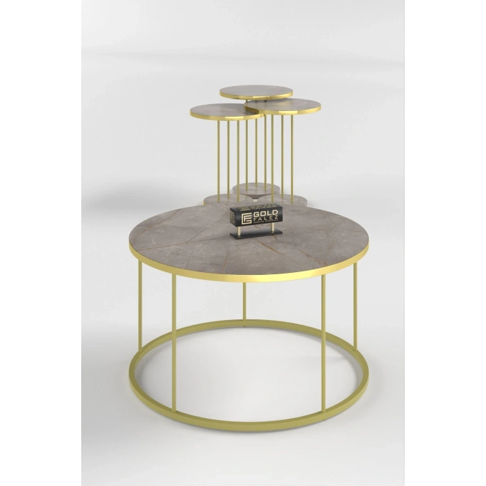 ORTA SEHPA VE ZİGON SEHPA TERRA SET GOLD GORDİON