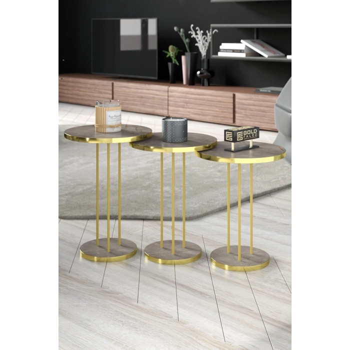 ORTA SEHPA VE ZİGON SEHPA TERRA SET GOLD GORDİON