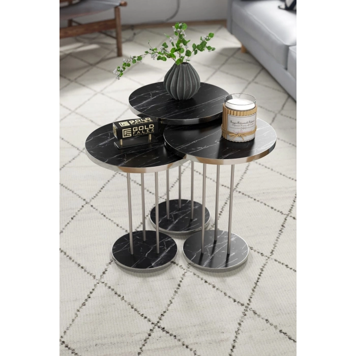 ORTA SEHPA VE ZİGON SEHPA TERRA SET GÜMÜŞ BENDİR