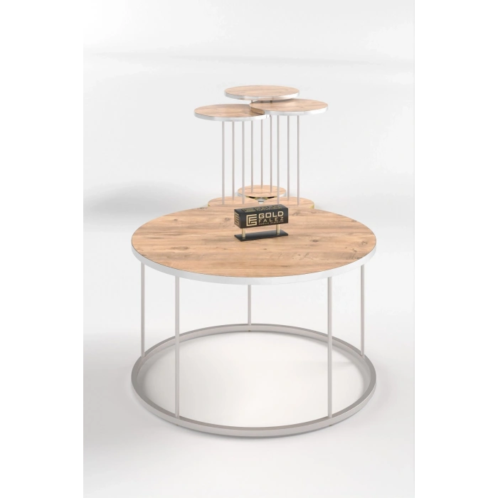 ORTA SEHPA VE ZİGON SEHPA TERRA SET GÜMÜŞ CEVİZ