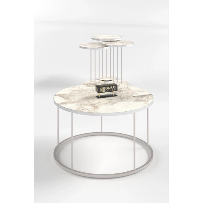 ORTA SEHPA VE ZİGON SEHPA TERRA SET GÜMÜŞ EFES