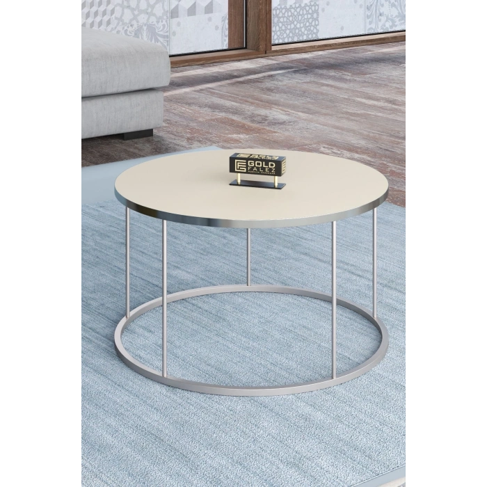 ORTA SEHPA VE ZİGON SEHPA TERRA SET GÜMÜŞ KREM