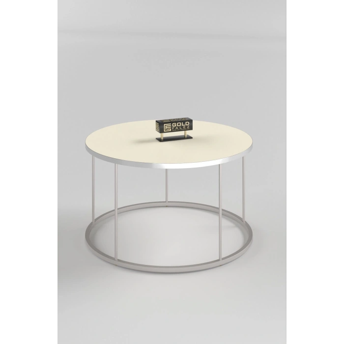 ORTA SEHPA VE ZİGON SEHPA TERRA SET GÜMÜŞ KREM