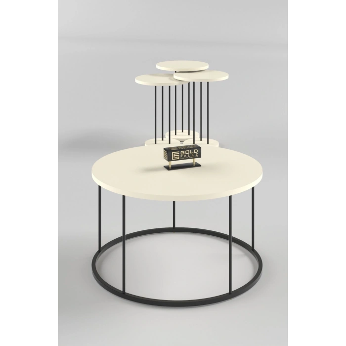 ORTA SEHPA VE ZİGON SEHPA TERRA SET KREM