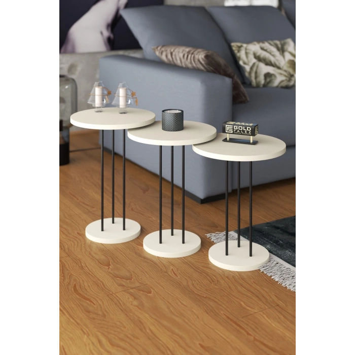 ORTA SEHPA VE ZİGON SEHPA TERRA SET KREM