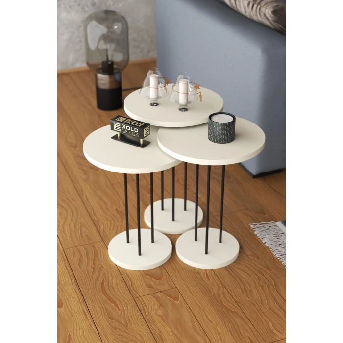 ORTA SEHPA VE ZİGON SEHPA TERRA SET KREM