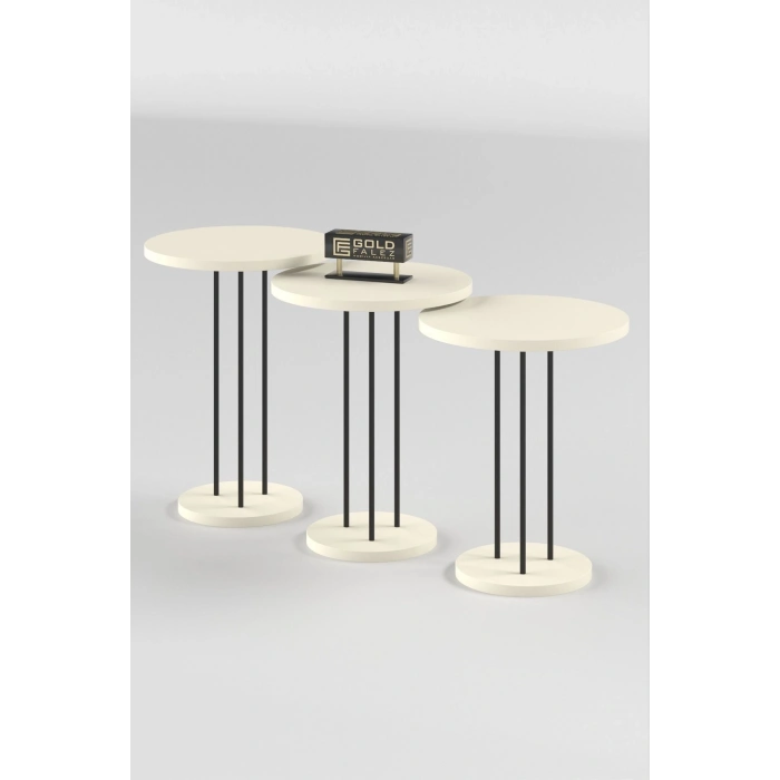 ORTA SEHPA VE ZİGON SEHPA TERRA SET KREM