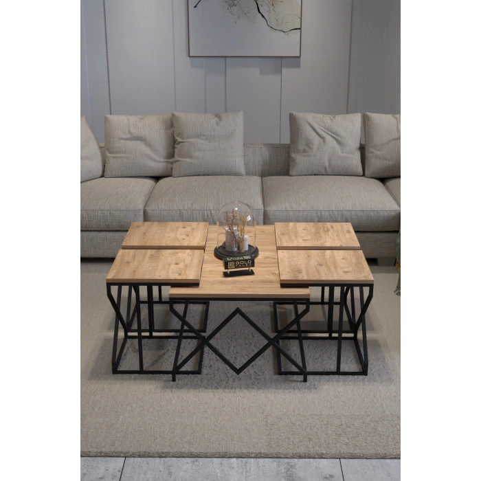 Orta Sehpa Ve Zigon Sehpa V Lüx 5Li Set Atlantik Çam