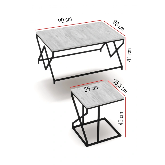 Orta Sehpa Ve Zigon Sehpa V Lüx 5Li Set Beyaz