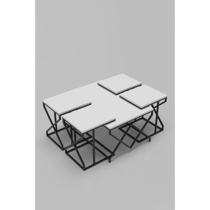 Orta Sehpa Ve Zigon Sehpa V Lüx 5Li Set Beyaz