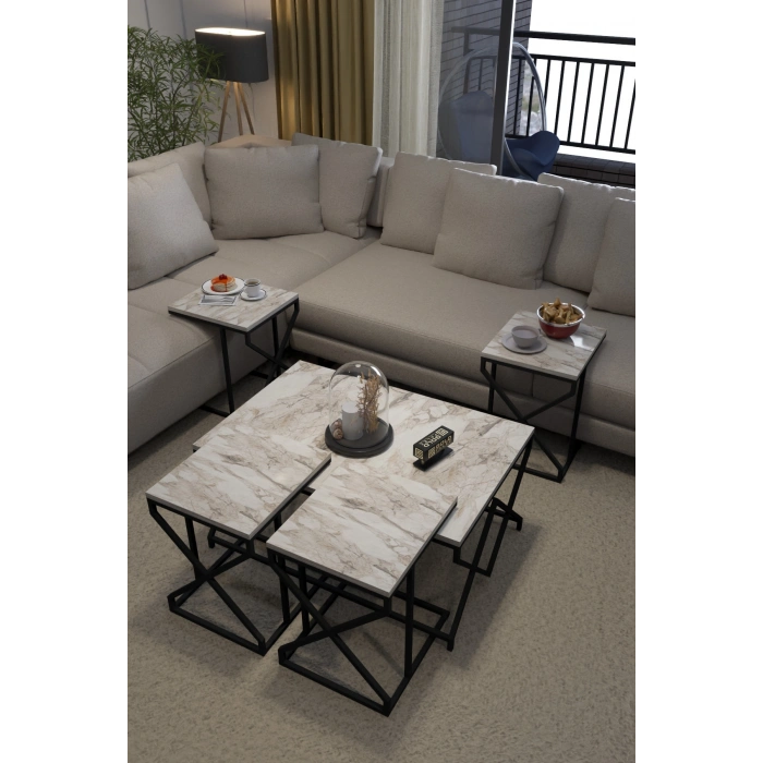 Orta Sehpa Ve Zigon Sehpa V Lüx 5Li Set Efes