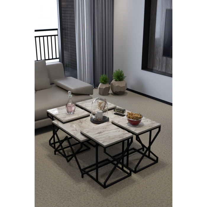 Orta Sehpa Ve Zigon Sehpa V Lüx 5Li Set Efes