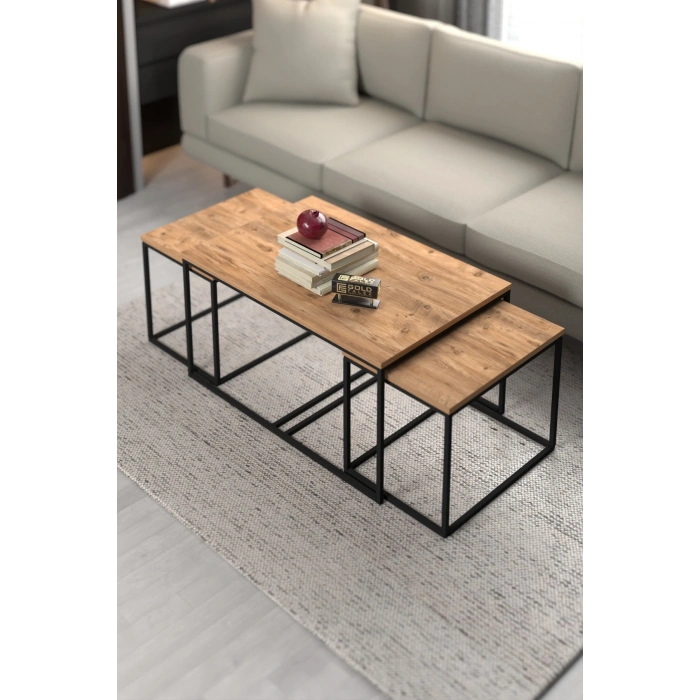 Orta Sehpa Ve Zigon Yan Sehpa Flora Set Atlantik Çam