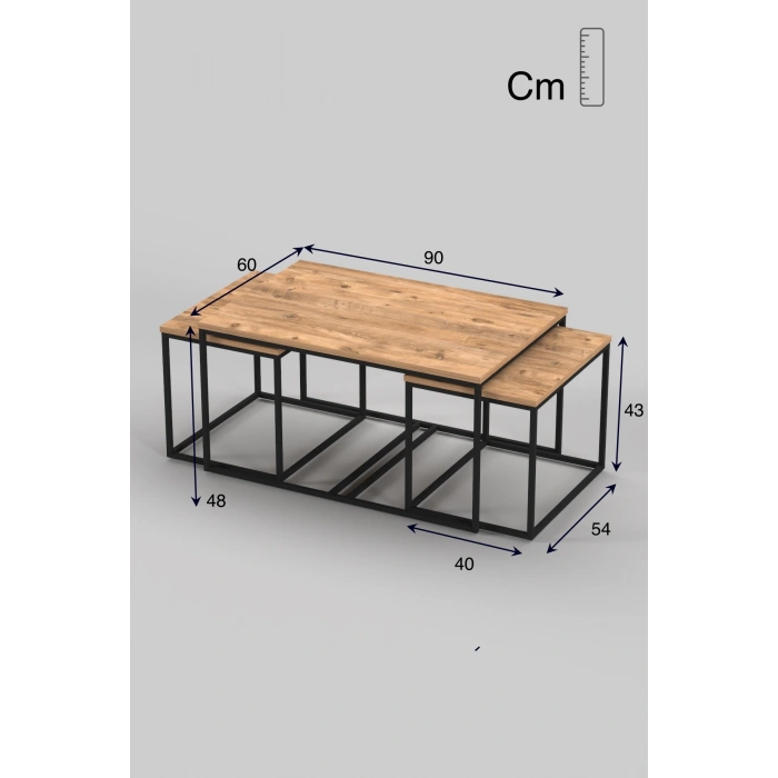 Orta Sehpa Ve Zigon Yan Sehpa Flora Set Atlantik Çam