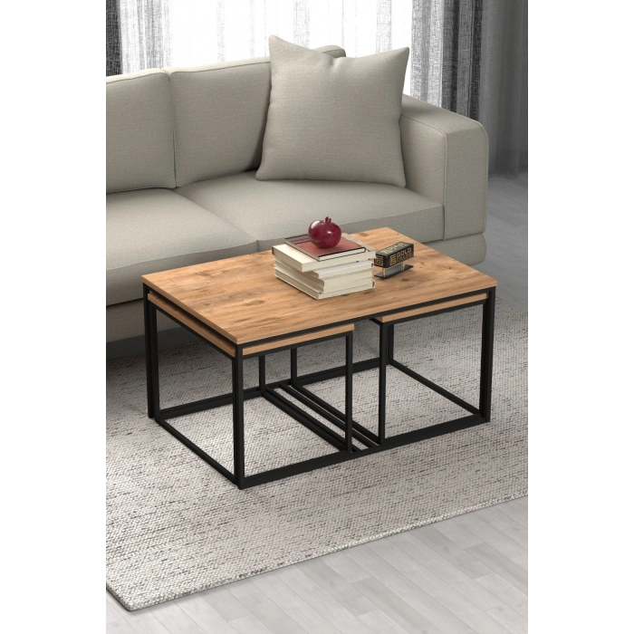 Orta Sehpa Ve Zigon Yan Sehpa Flora Set Atlantik Çam