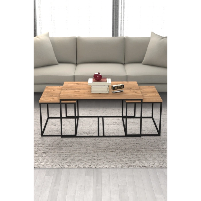 Orta Sehpa Ve Zigon Yan Sehpa Flora Set Atlantik Çam