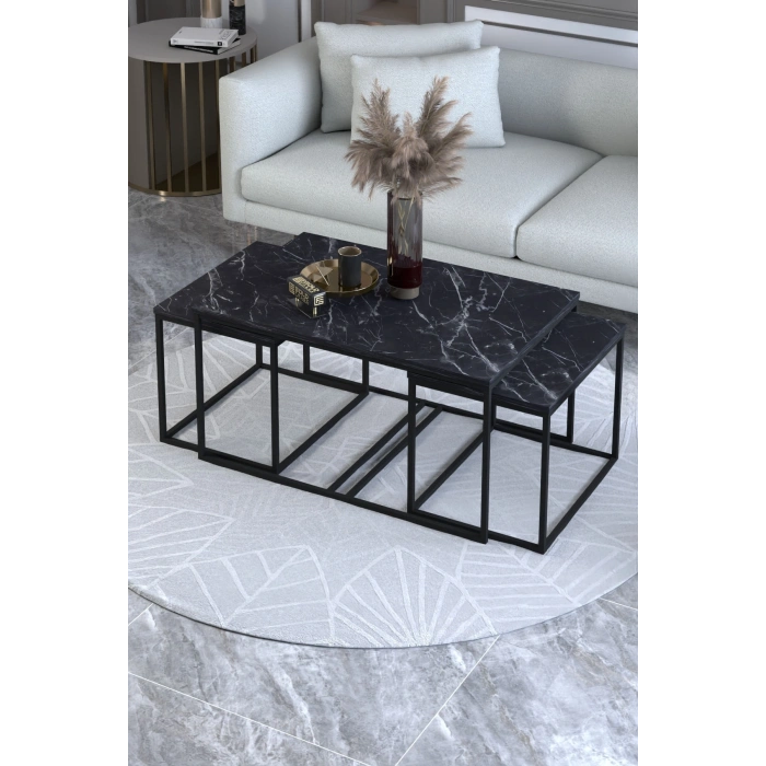 Orta Sehpa Ve Zigon Yan Sehpa Flora Set Bendir