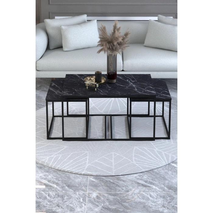 Orta Sehpa Ve Zigon Yan Sehpa Flora Set Bendir