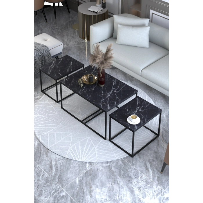 Orta Sehpa Ve Zigon Yan Sehpa Flora Set Bendir