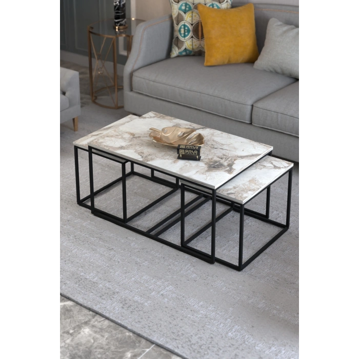 Orta Sehpa Ve Zigon Yan Sehpa Flora Set Efes