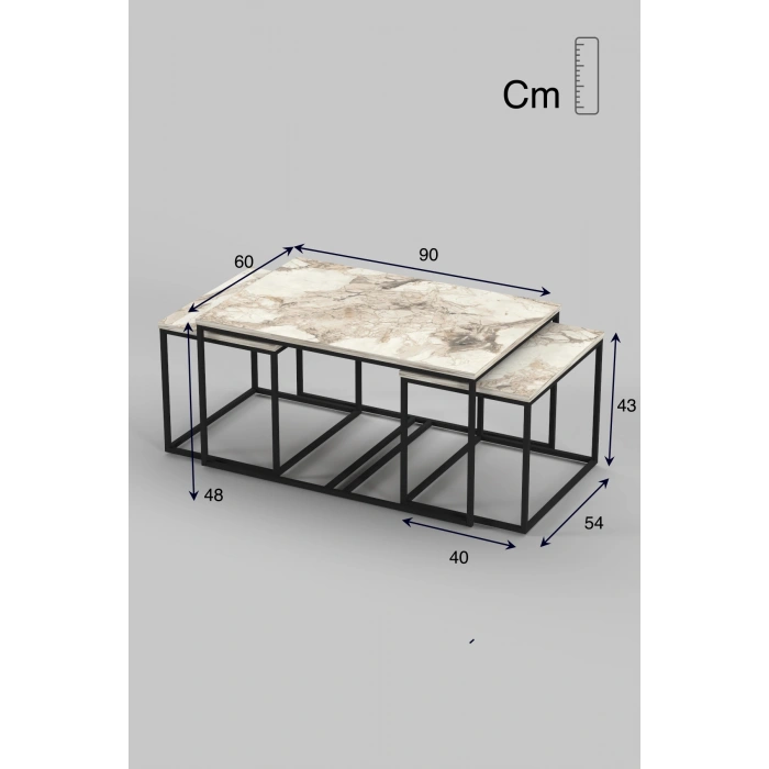 Orta Sehpa Ve Zigon Yan Sehpa Flora Set Efes