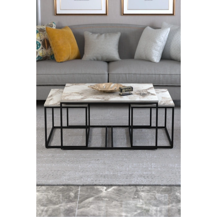 Orta Sehpa Ve Zigon Yan Sehpa Flora Set Efes