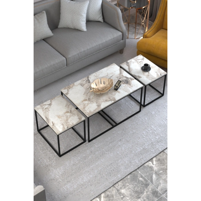 Orta Sehpa Ve Zigon Yan Sehpa Flora Set Efes