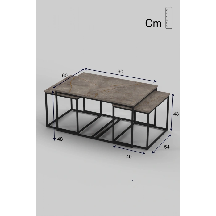 Orta Sehpa Ve Zigon Yan Sehpa Flora Set Gordion