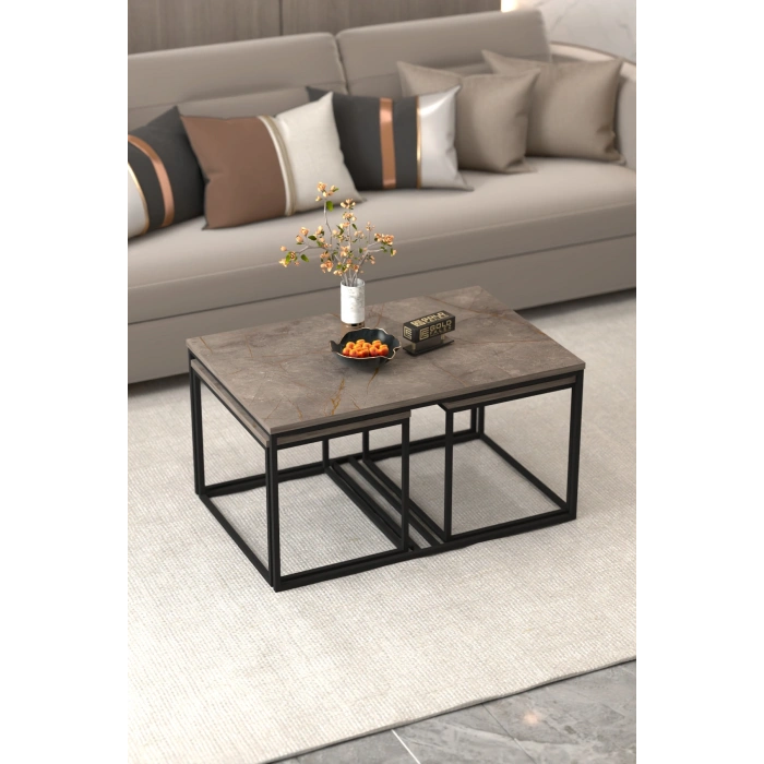 Orta Sehpa Ve Zigon Yan Sehpa Flora Set Gordion