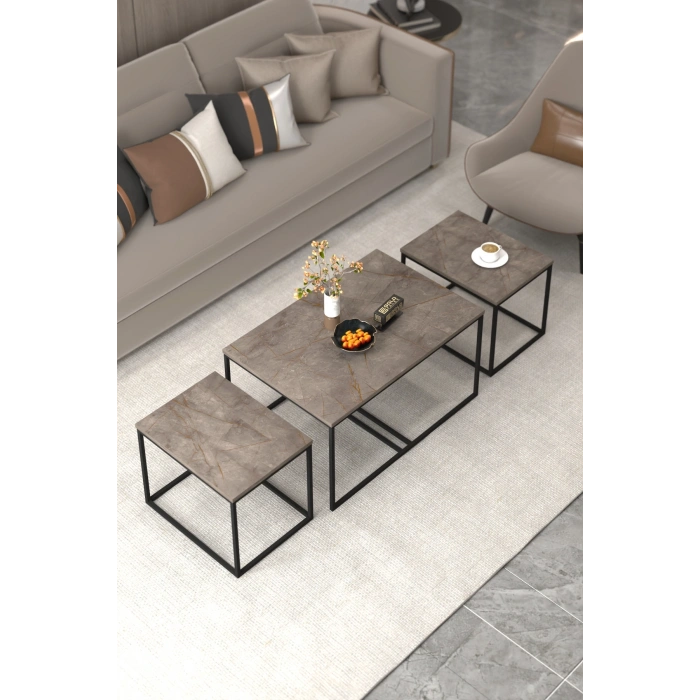 Orta Sehpa Ve Zigon Yan Sehpa Flora Set Gordion