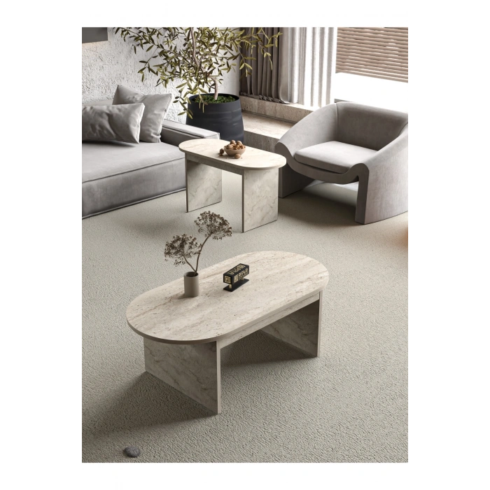 Orta Sehpa Yan Sehpa 2Li Setro Traverten