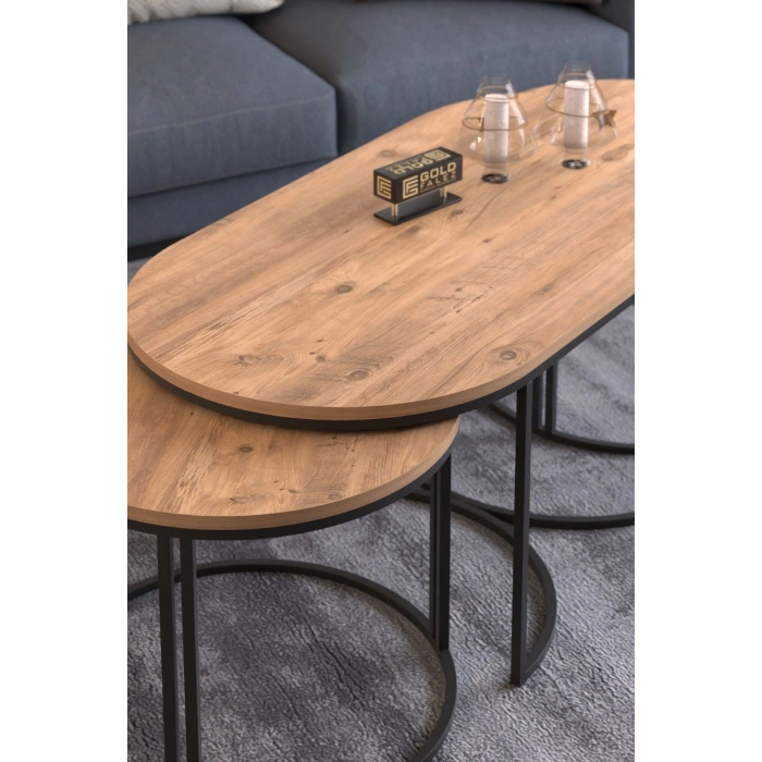 ORTA SEHPA ZİGON SEHPA YAN SEHPA 3 LÜ SET DOLUNAY ATLANTİK CEVİZ