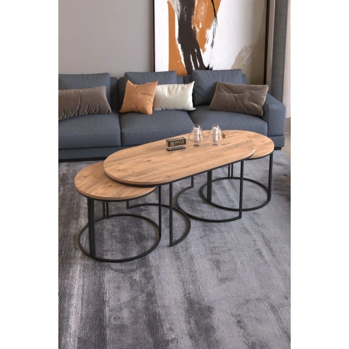 ORTA SEHPA ZİGON SEHPA YAN SEHPA 3 LÜ SET DOLUNAY ATLANTİK CEVİZ