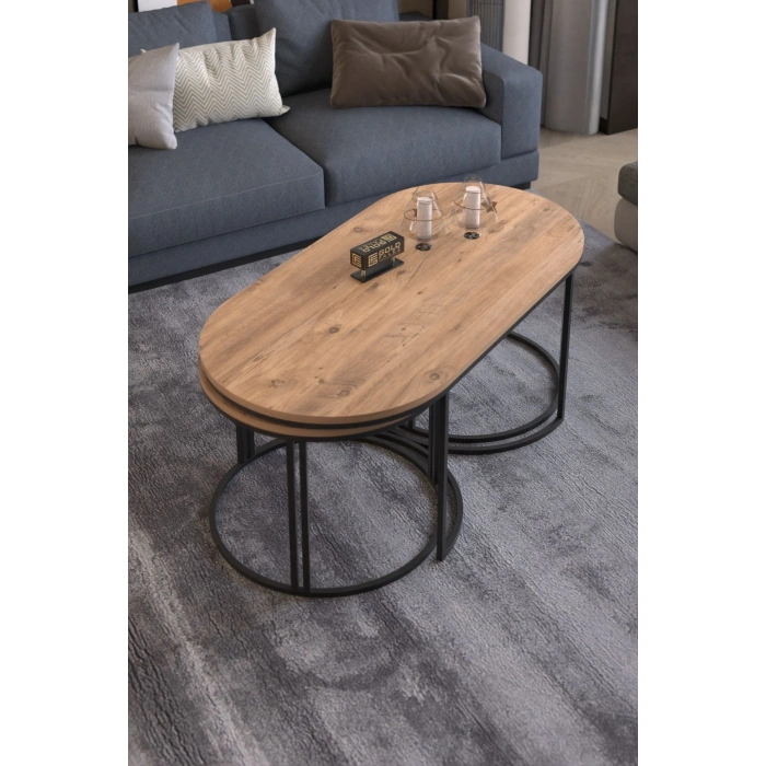 ORTA SEHPA ZİGON SEHPA YAN SEHPA 3 LÜ SET DOLUNAY ATLANTİK CEVİZ