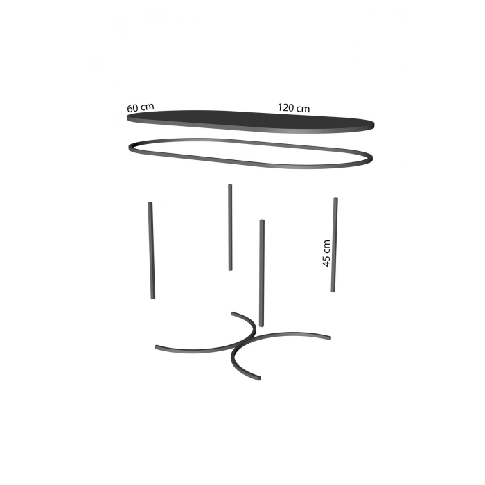 ORTA SEHPA ZİGON SEHPA YAN SEHPA 3 LÜ SET DOLUNAY BEYAZ