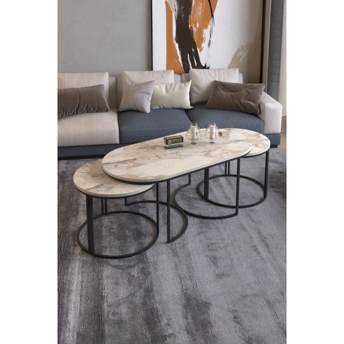 ORTA SEHPA ZİGON SEHPA YAN SEHPA 3 LÜ SET  DOLUNAY EFES