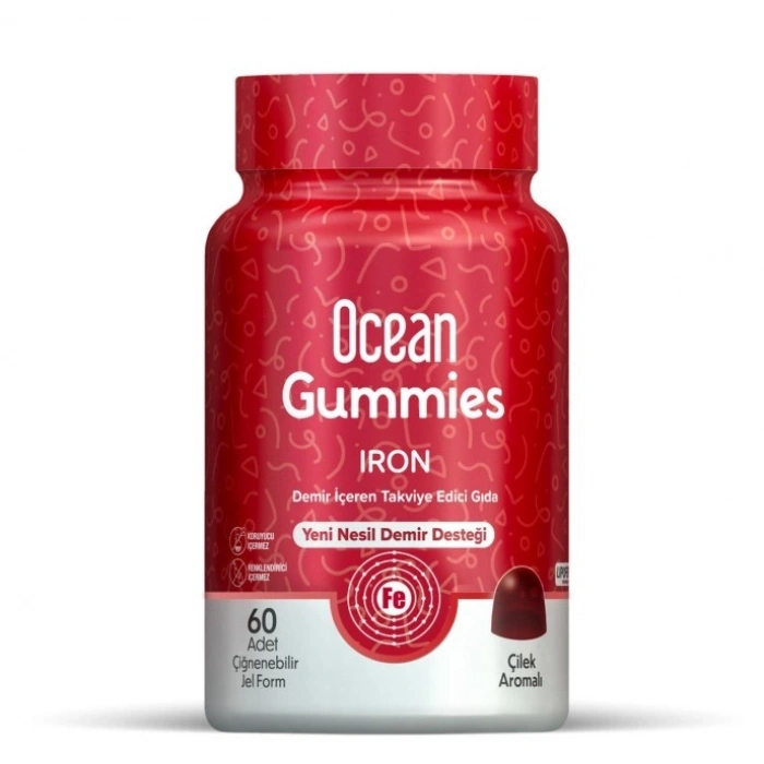 Orzax Ocean Gummies Iron 60 Adet Çilek Aromalı Çiğnenebilir Jelform