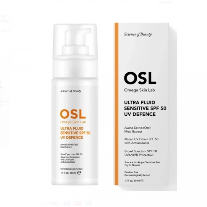 Osl Omega Skin Lab Ultra Fluid + Sensitive Hassas Ciltler için SPF 50 UV Defence 50 ml