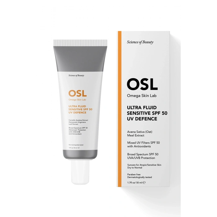 Osl Omega Skin Lab Ultra Fluid + Sensitive Hassas Ciltler için SPF 50 UV Defence 50 ml