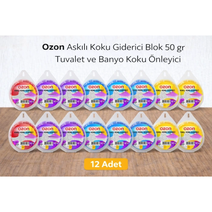 Ozon Askılı Koku Giderici Blok 50 gr Tuvalet ve Banyo Koku Önleyici 12 Adet