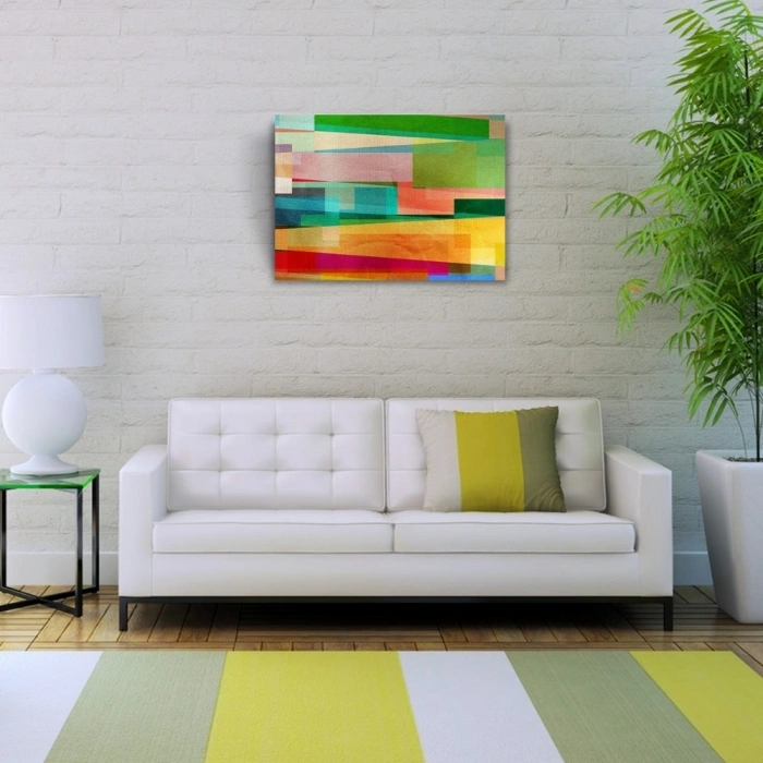 Pastel Tonlarda Şeritler Kanvas Tablo 50 x 70