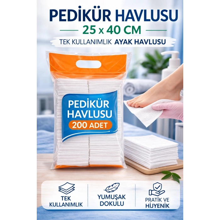 Pedikür Havlusu 25 x 40 cm Tek Kullanımlık Ayak Havlusu 200 Adet