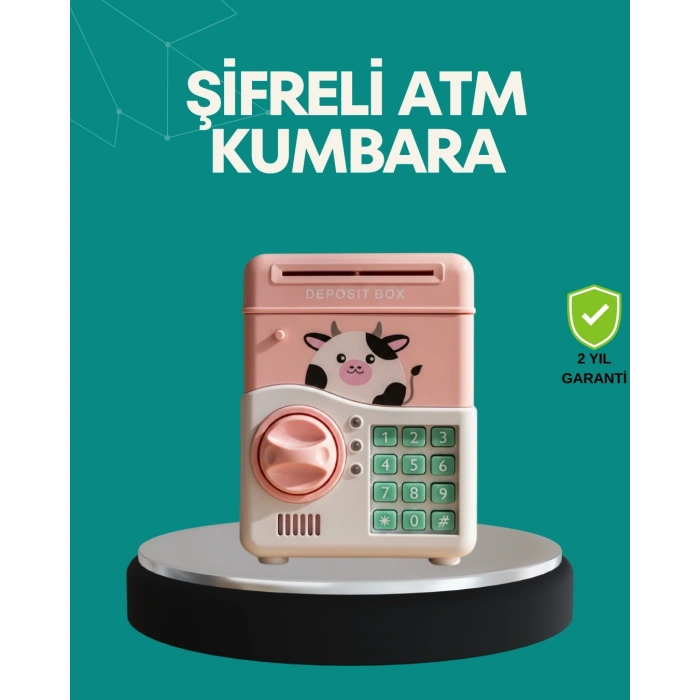 Pembe ATM Kasa Görünümlü Elektronik Şifreli Çocuk Kumbarası