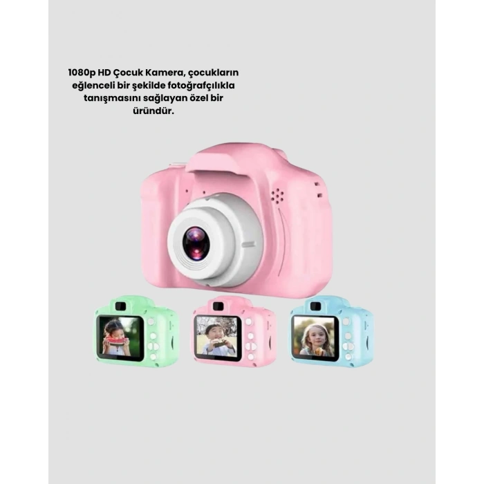 Pembe Mini 1080p HD Çocuk Kamera – 8MP, Video Kaydı,TF Kart Destekli