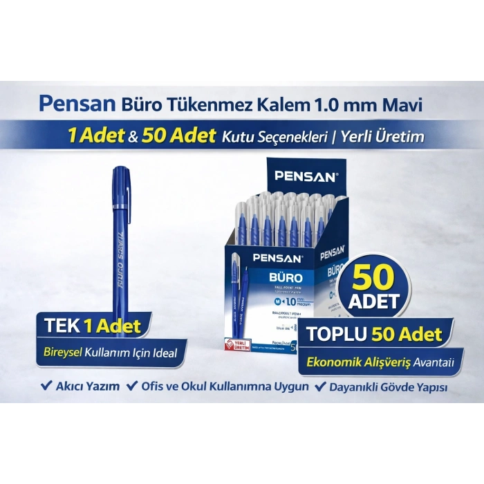 Pensan Büro Tükenmez Kalem 1.0 mm Mavi 1 Adet