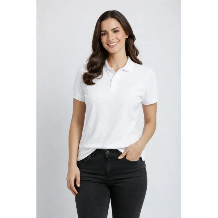 Pike Kumaş Düğmeli Yaka Regular Rahat Günlük Kısa Kol Tişört T-shirt - Beyaz