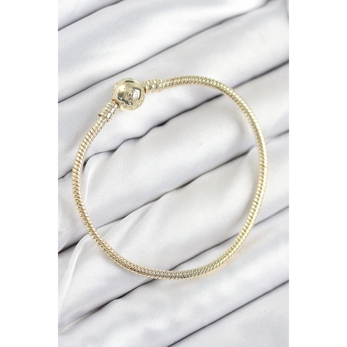 Pirinç Charm Topcuk Model Gold Renk Kadın Bileklik