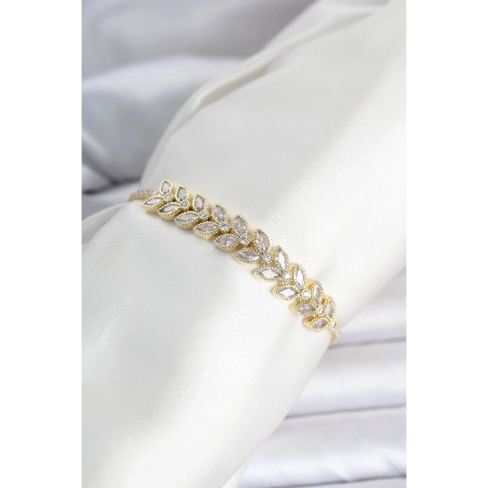 Pirinç Gold Renk Başak Model Su Yolu Kadın Bileklik
