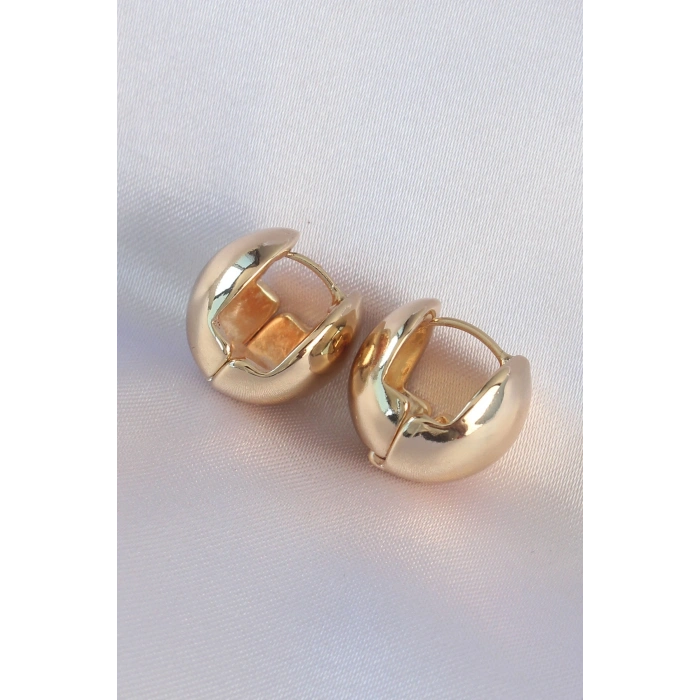 Pirinç Gold Renk İçi Boş Minimal Topçuk Küpe